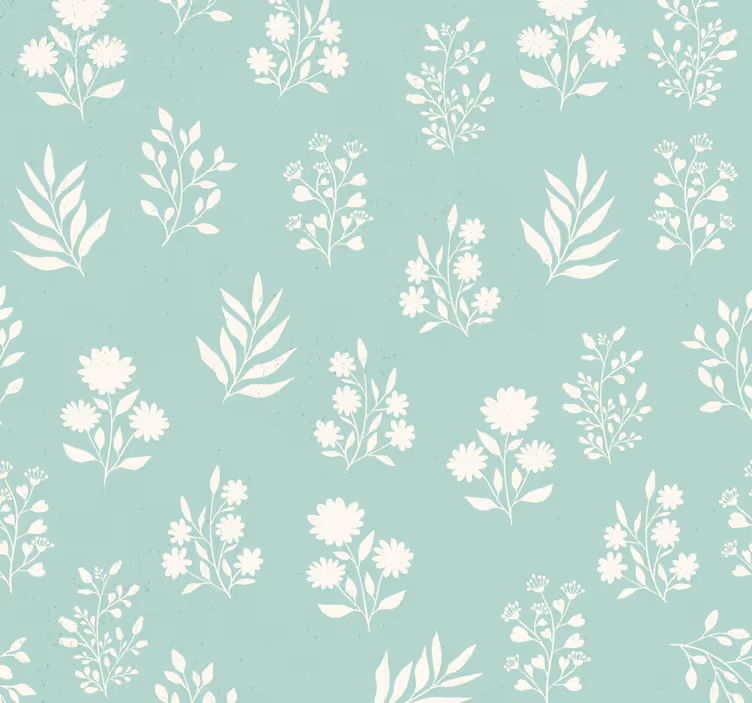Papier peint chambre adulte vert menthe fleurs - TenStickers