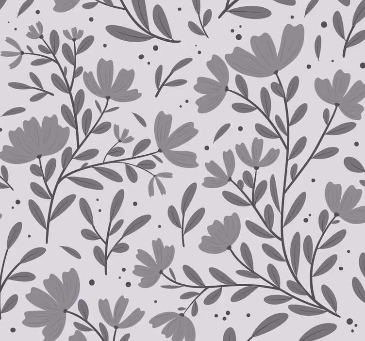 Papier peint pour tete de lit motif de fleurs grises - TenStickers