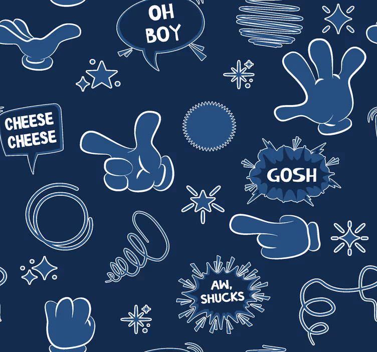 Papier peint bleu foncé style bande dessinée - TenStickers