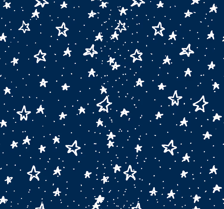 Papier peint bleu foncé étoiles blanches - TenStickers