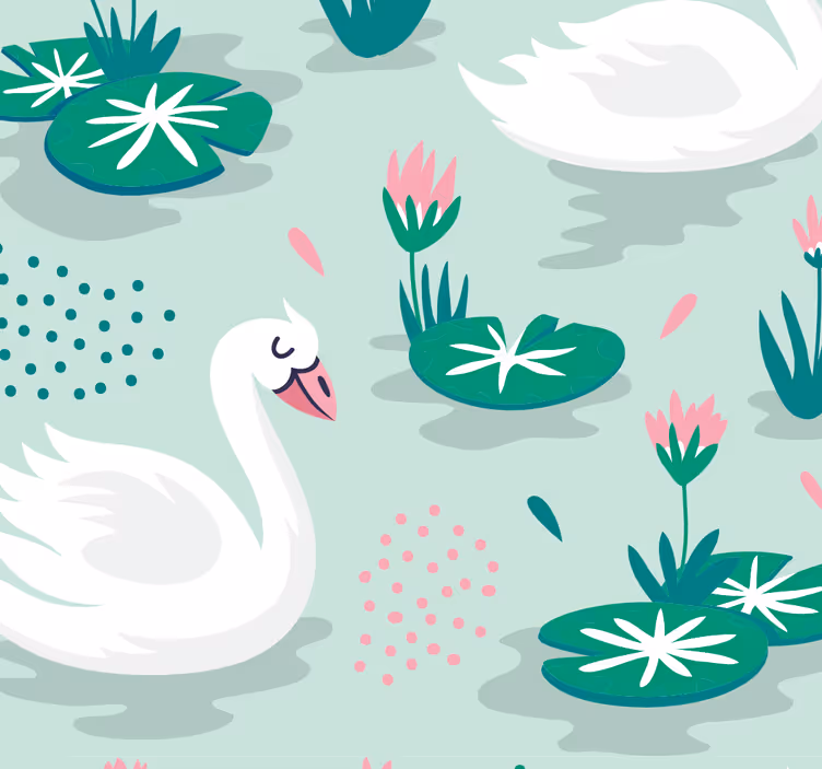 Papier peint animaux motif lac des cygnes - TenStickers