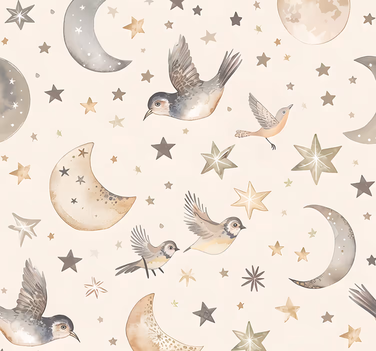Papier peint chambre bébé ciel nocturne beige - TenStickers