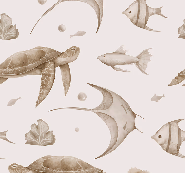 Papier peint chambre bébé motif océan beige - TenStickers
