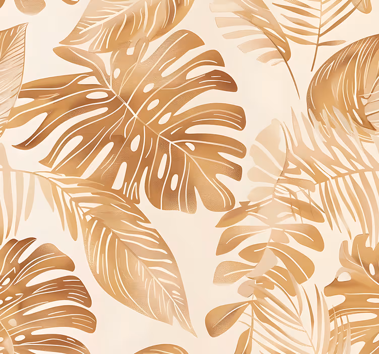 Papier peint feuilles motif de grandes folioles beiges - TenStickers
