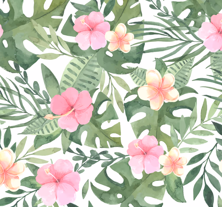 Papier peint feuilles motif floral tropical - TenStickers