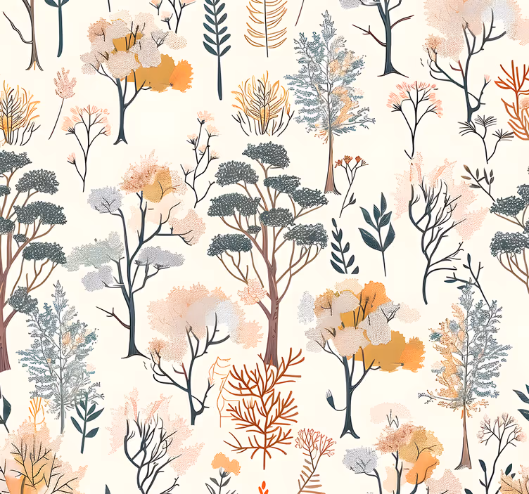 Papier peint paysage arbres et feuilles - TenStickers