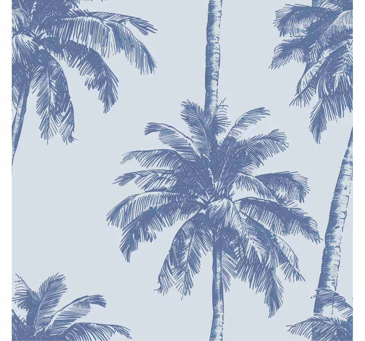 Papier peint tête de lit motif de palmiers bleus - TenStickers