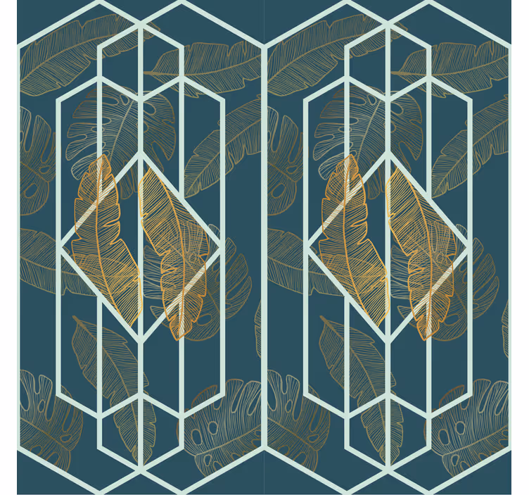 Papier peint géométrique tropicale bleu - TenStickers