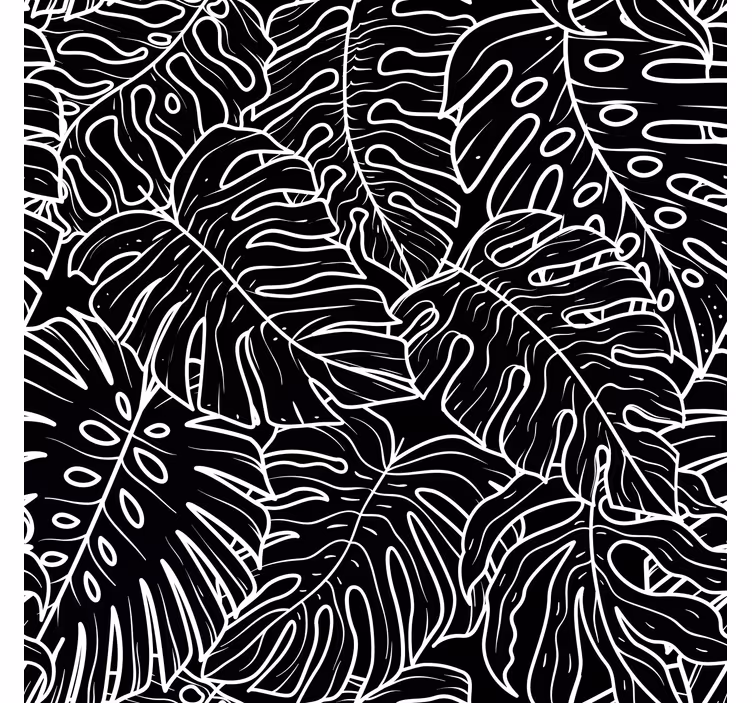 Papier peint noir grandes feuilles - TenStickers