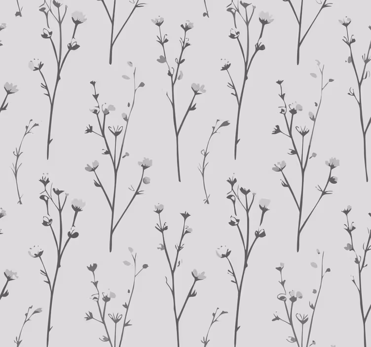 Papier peint gris fleurs de coton - TenStickers