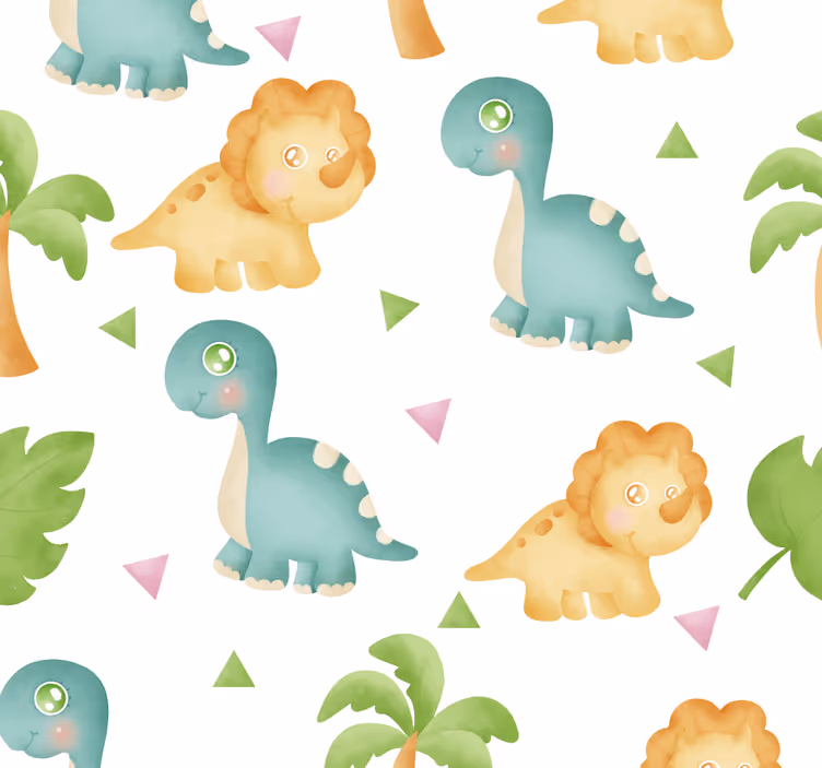 Papier peint dinosaure dessin adorable - TenStickers