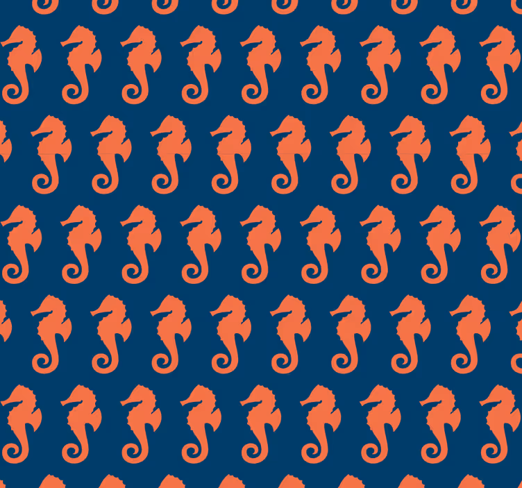 Papier peint animaux hippocampe bleu et orange - TenStickers