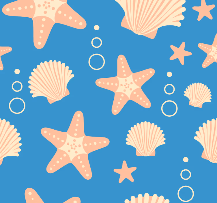 Papier peint nature motif coquillage et étoile de mer - TenStickers