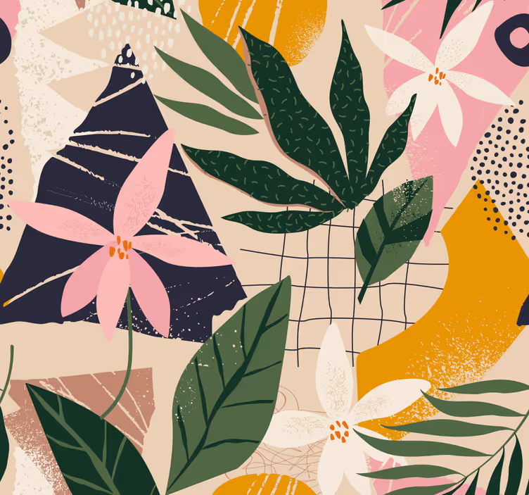 Papier peint fleuri design moderne multicolor - TenStickers