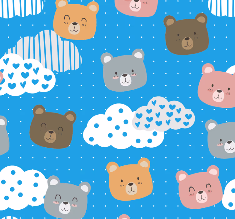 Papier peint chat modèle de paysage nuageux d'ours - TenStickers