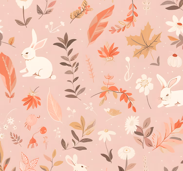 Papier peint chambre motifs roses forêt d'automne - TenStickers