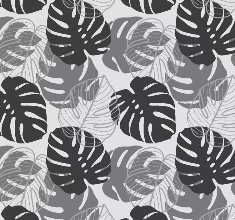 Papier peint feuillage motif de feuilles monochromes - TenStickers