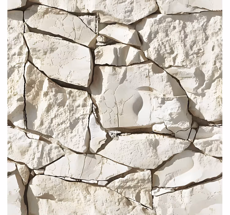 Papier peint pierre brisée blanche effet relief - TenStickers