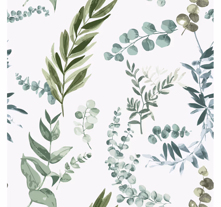 Papier peint couloir motif de feuilles vertes - TenStickers