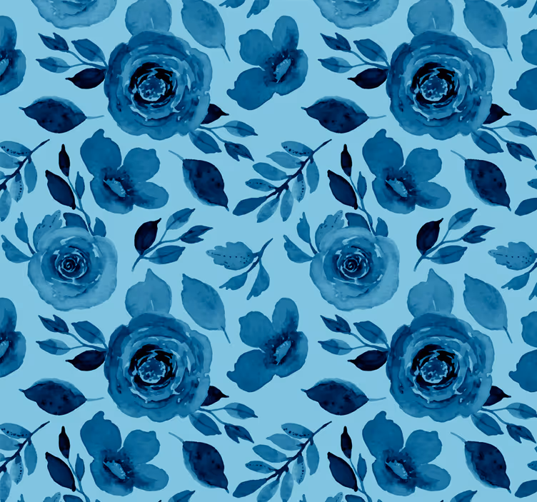 Papier peint floral tableau de fleurs bleu - TenStickers