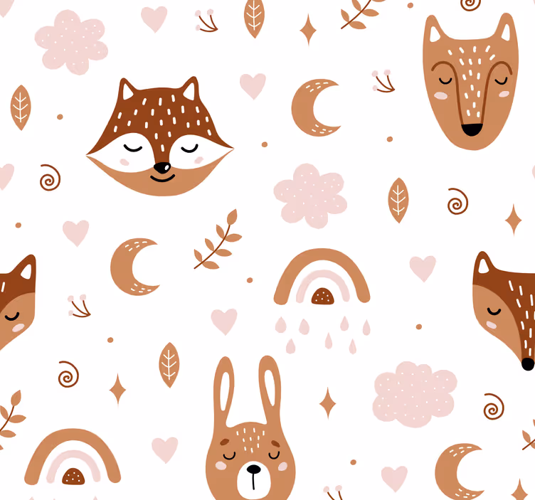 Papier peint chambre animaux et arcs-en-ciel - TenStickers