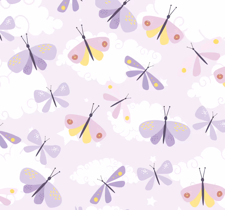 Papier peint papillons couleurs pastel mauves  - TenStickers