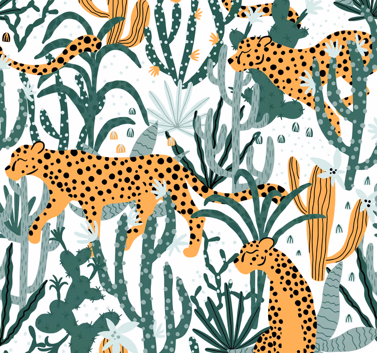 Papier peint classique Toile de jungle jaguar rôdant - TenStickers