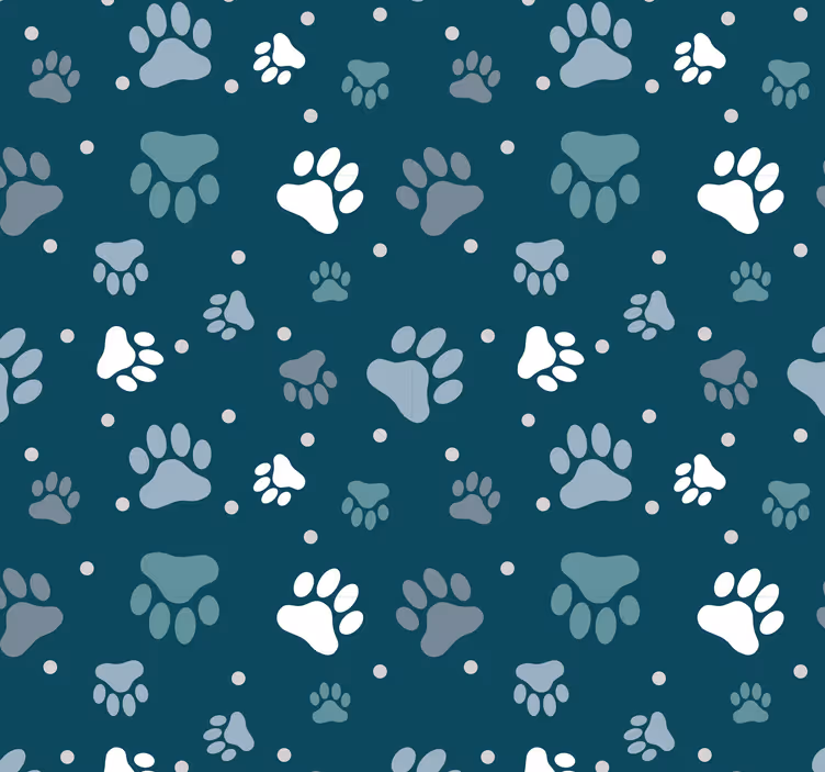 Papier peint chambre empreintes de chien blanc et gris - TenStickers