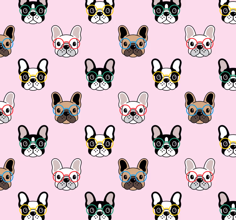 Papier peint chambre bouledogue français avec lunettes - TenStickers
