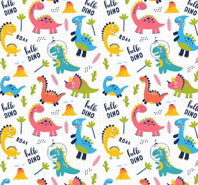 Papier peint dinosaures motifs jolis - TenStickers