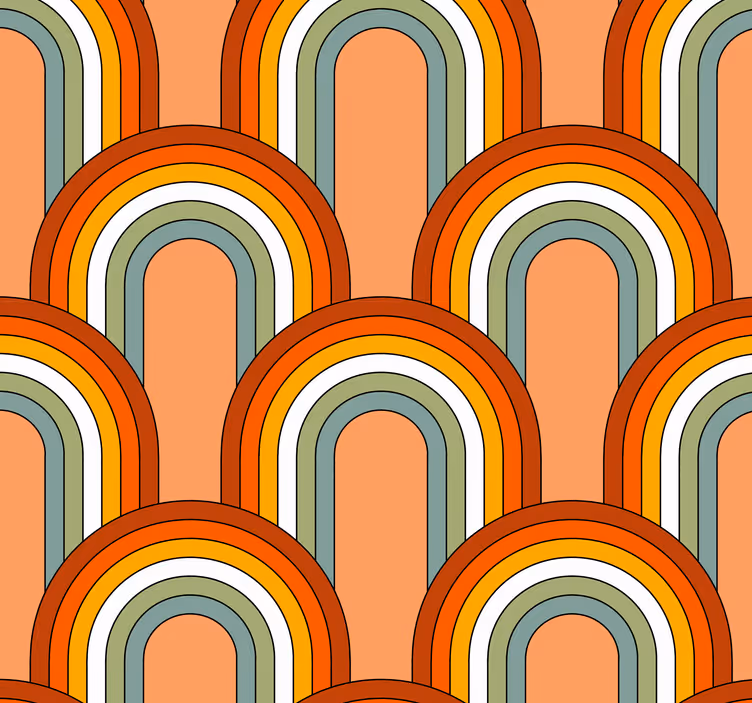 Papier peint vintage motif arc-en-ciel des années 70 - TenStickers