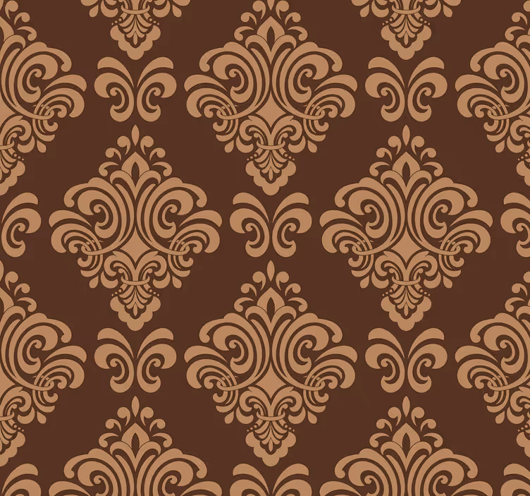 Papier peint baroque style damassé marron - TenStickers