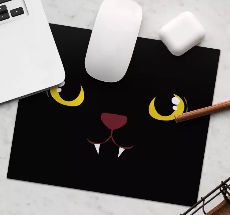 Chat noir yeux jaunes plus de tapis de souris - TenStickers