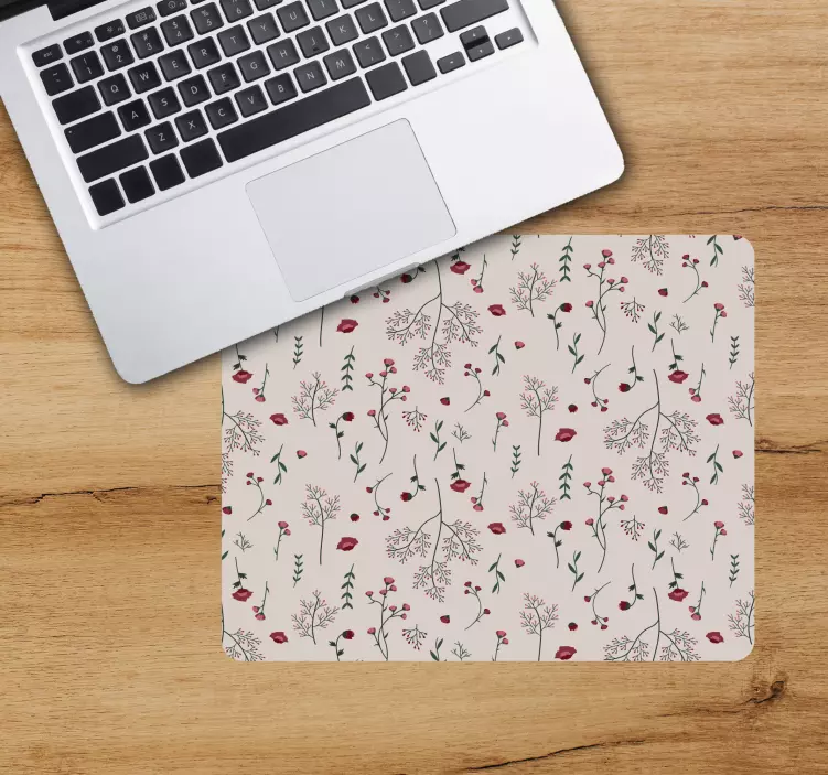 sticker floral rouge minimaliste plus de tapis de souris - TenStickers