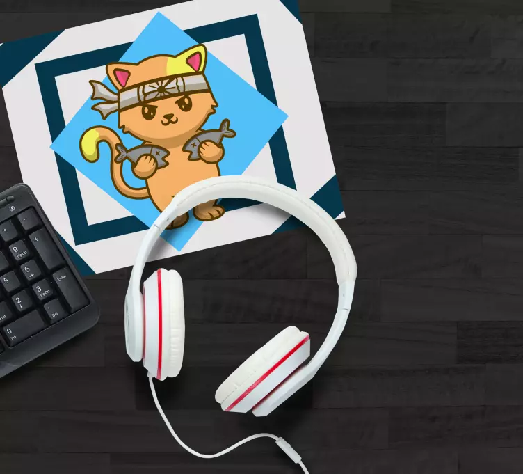 Tapis de souris animé guerrier chat mignon - TenStickers