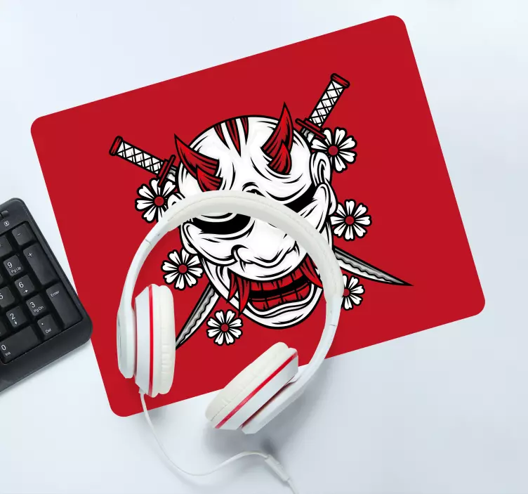 Tapis de souris animé masque oni menaçant - TenStickers