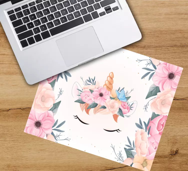 Tapis de souris animé visage de licorne floral - TenStickers