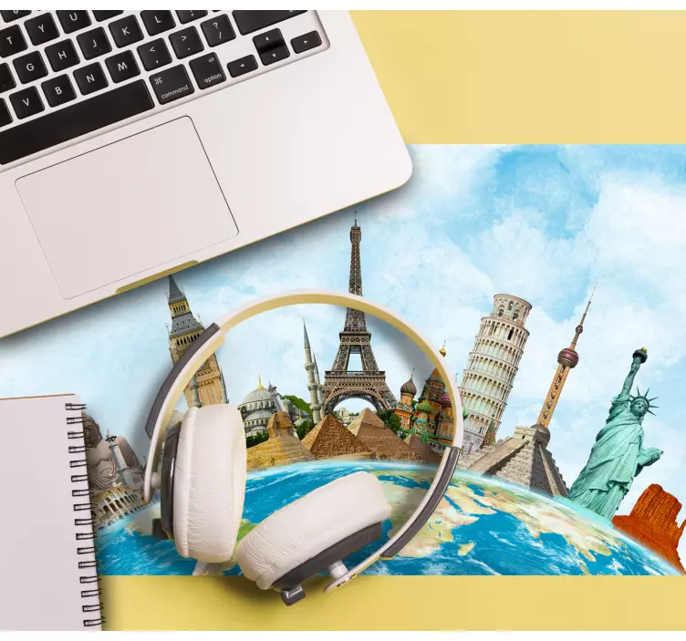 XXL Tapis de souris carte du monde monument - TenStickers