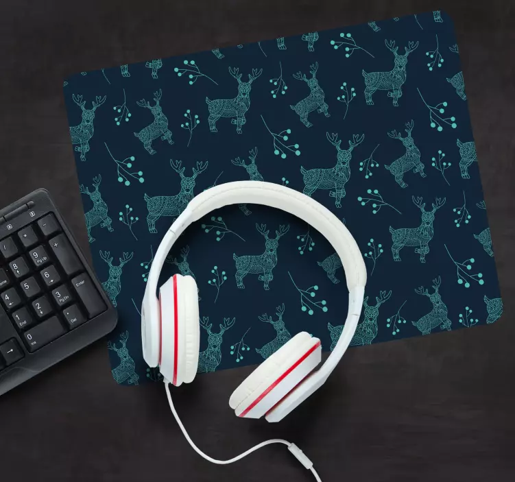 Tapis de souris motif Renne fait main tons bleus - TenStickers
