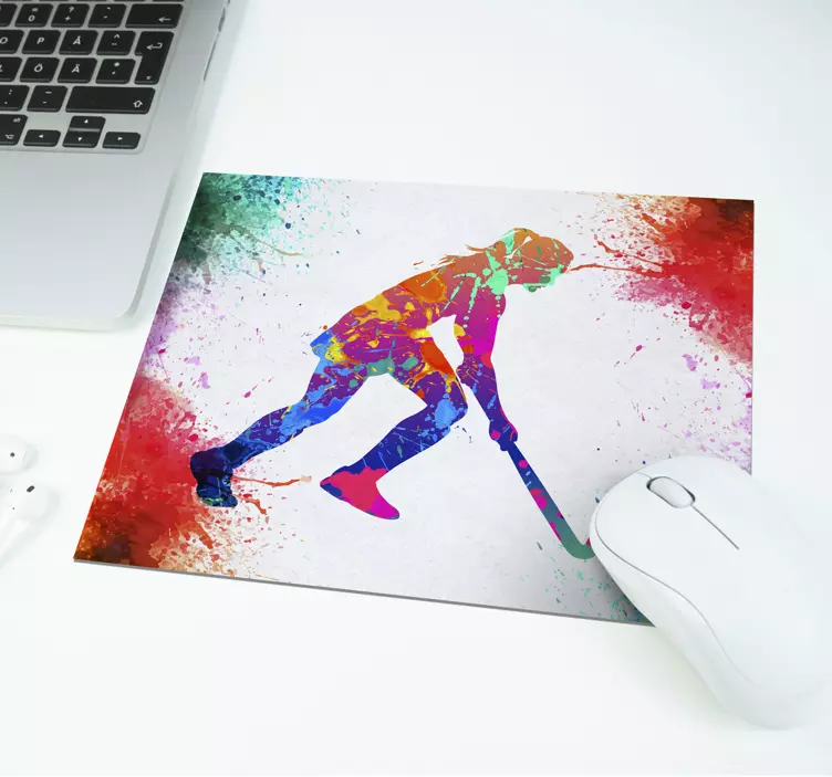 Tapis de souris avec une hockeyeuse qui joue - TenStickers
