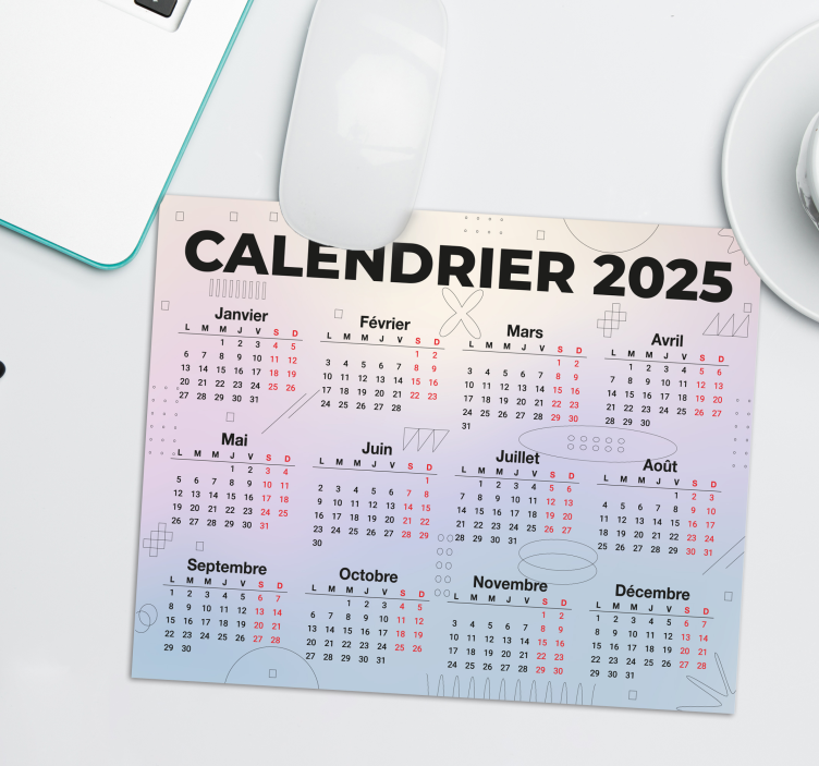 Tapis de souris calendrier 2025 - TenStickers