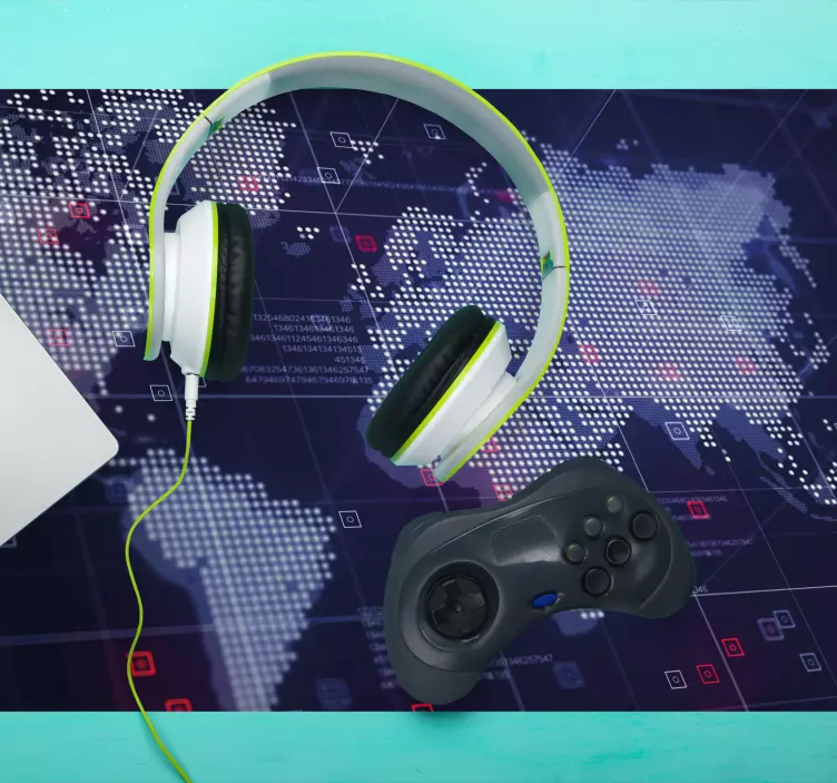 Tapis de souris carte du monde coordonnées interactives - TenStickers