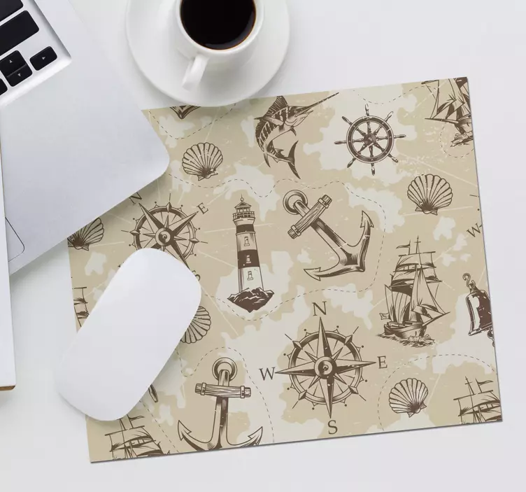 Tapis de souris carte du monde éléments de compas nautique - TenStickers