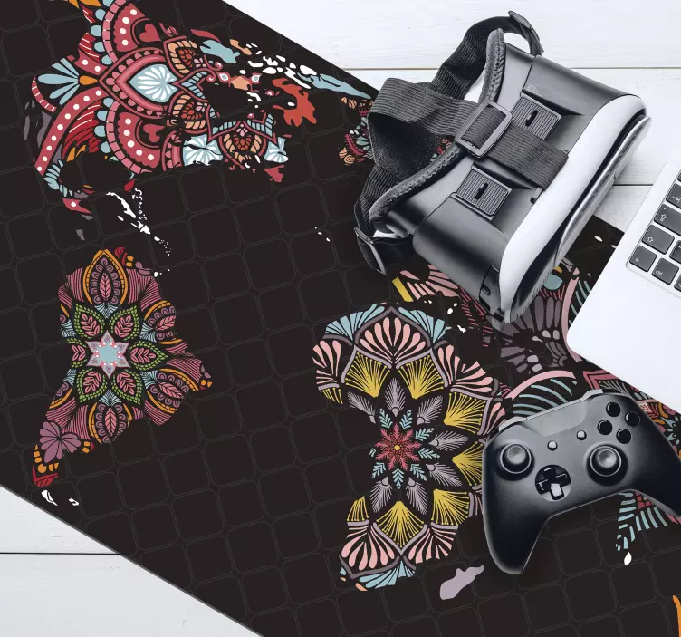 Tapis de souris carte du monde motifs colorés - TenStickers