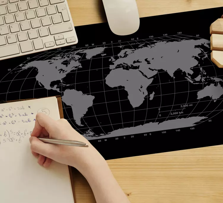 Tapis de souris carte du monde quadrillée - TenStickers