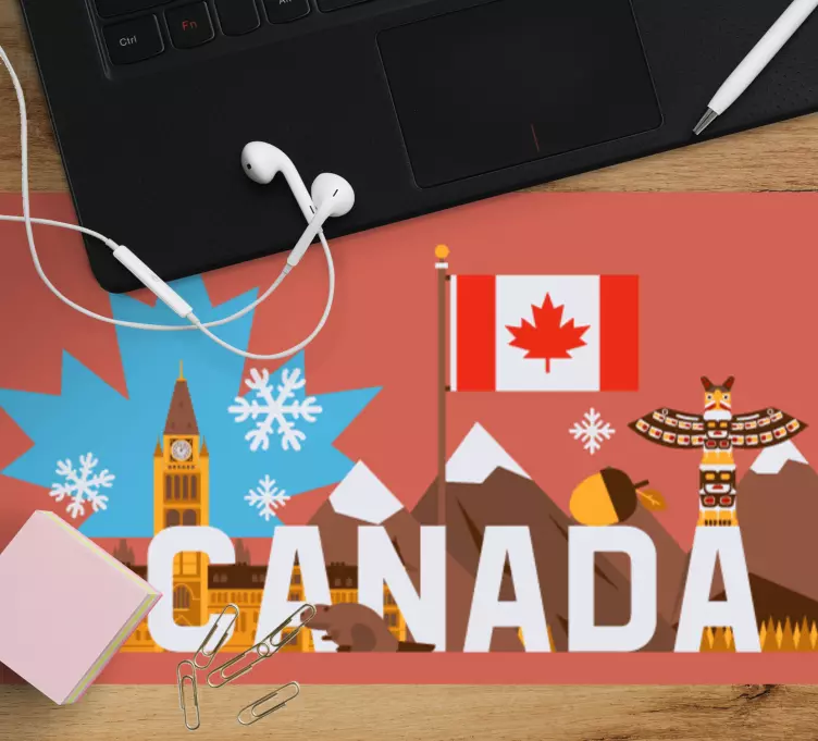 Tapis de souris carte du monde symbolisme canadien - TenStickers