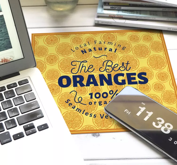 Tapis de souris citation agrumes frais et bio - TenStickers