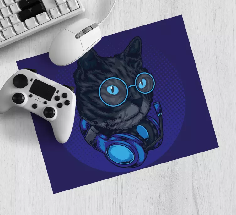 Tapis de souris gamer casque cool cat - TenStickers