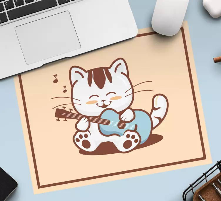 Tapis de souris gamer chat mignon jouant de la guitare - TenStickers