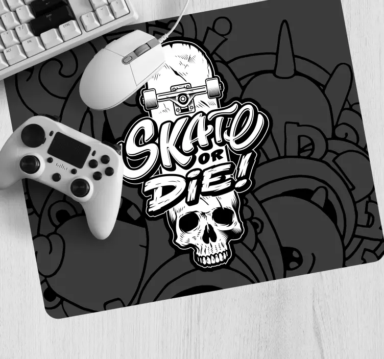 Tapis de souris gamer graphique crâne de skateboard - TenStickers